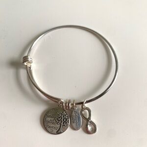 Extraordinary Life Sterling Silver Expandable Charm Bangle Bracelet - Family